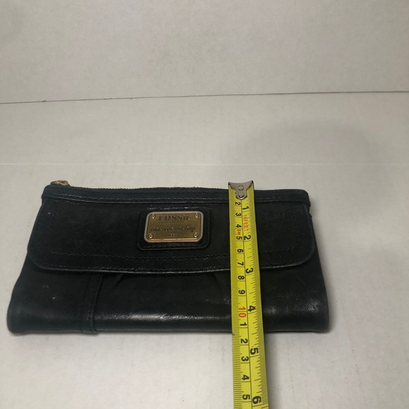 Fossil Wallet Clutch Black Long Live Vintage 1954 Emory Black Lamb Hide Bifold - Picture 14 of 15